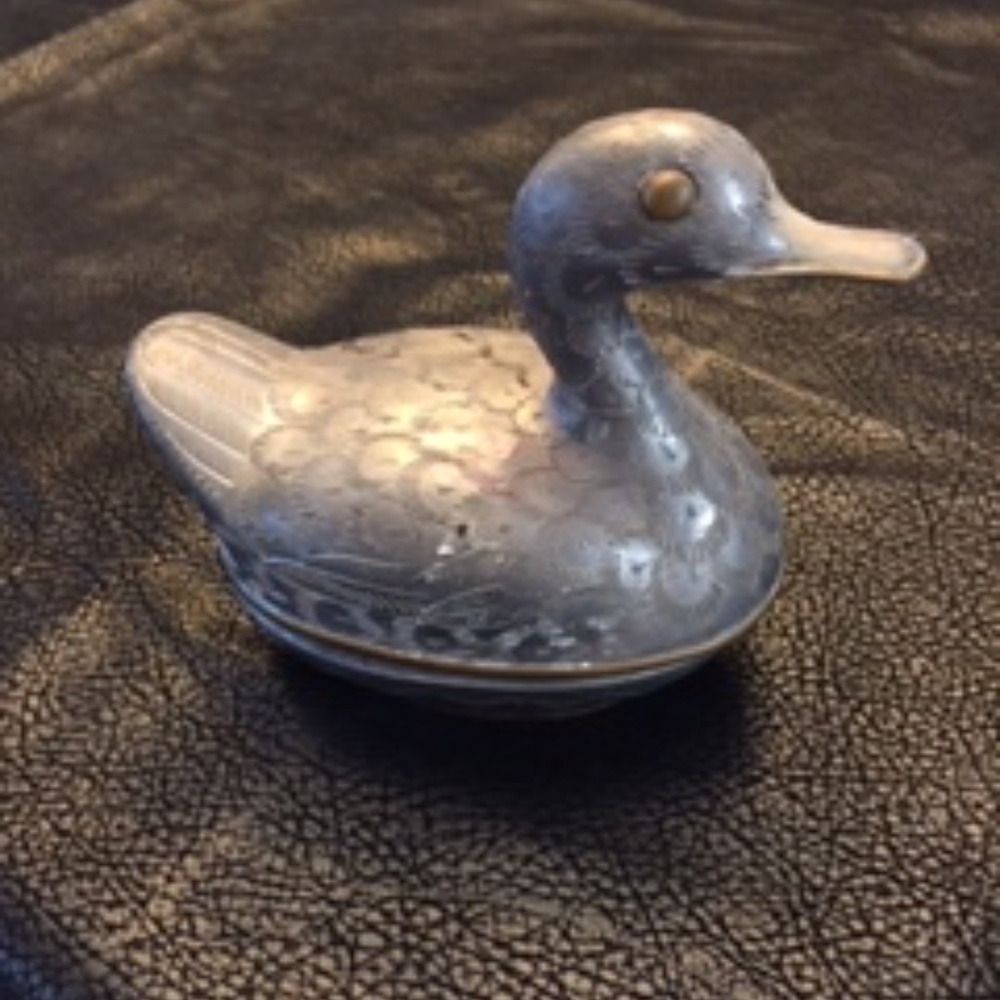 Duck pewter & brass  Vintage trinket box